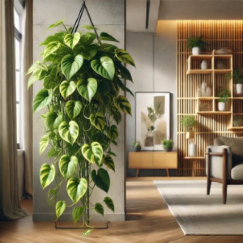 Pothos (Epipremnum aureum): A Versatile Trailing Plant That Tolerates Low Light and Irregular Watering, Making It Perfect for Any Room